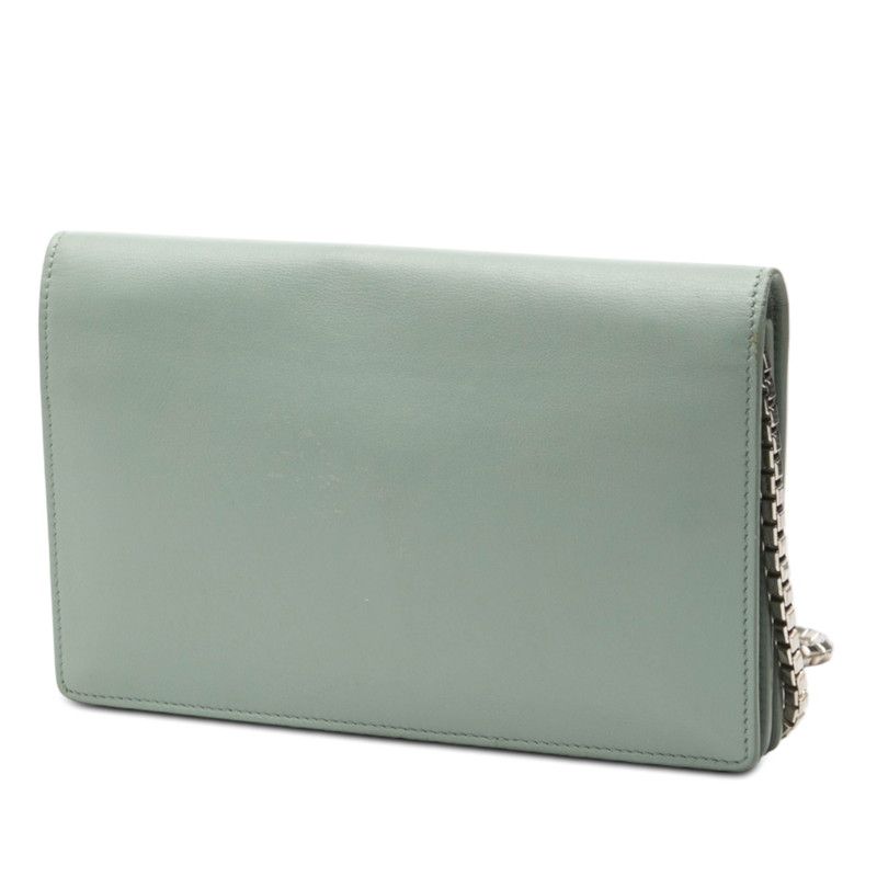 Balenciaga Chain Shoulder Bag Wallet Blue Leather