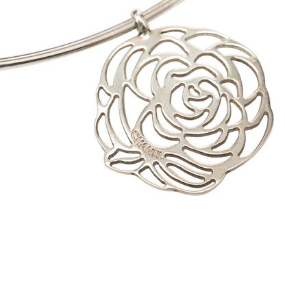 Chanel Camellia Necklace Choker Silver Metal
