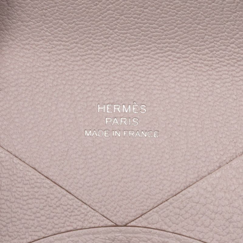 Hermes Calvi Card Case Business Card Holder Mauvepere Pink Chevre Misole