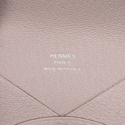 Hermes Calvi Card Case Business Card Holder Mauvepere Pink Chevre Misole