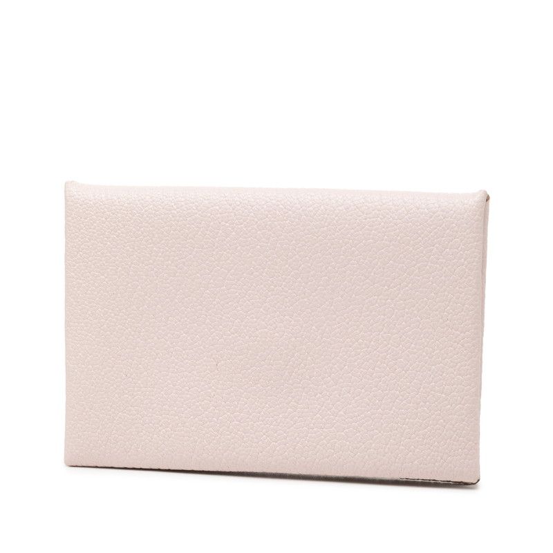 Hermes Calvi Card Case Business Card Holder Mauvepere Pink Chevre Misole