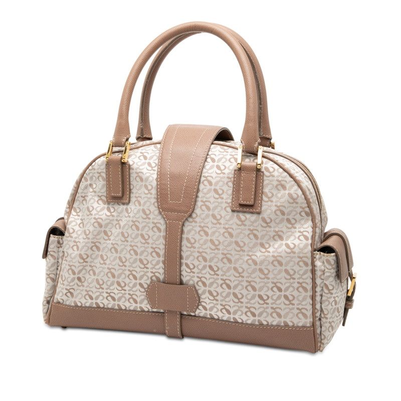 Loewe Anagram Pink Beige White Canvas Leather