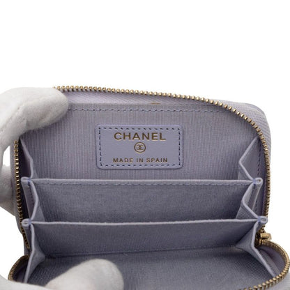 Chanel CC Logo Quilted Chanel 19 Card Case Zip Around Purple
