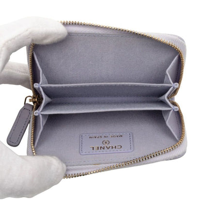 Chanel CC Logo Quilted Chanel 19 Card Case Zip Around Purple