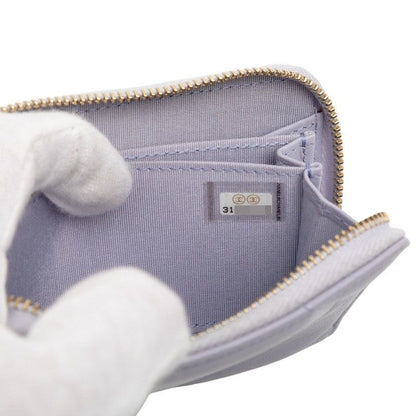 Chanel CC Logo Quilted Chanel 19 Card Case Zip Around Purple
