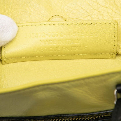 Balenciaga Paper Mini 2-Way Shoulder Bag Yellow Black Leather