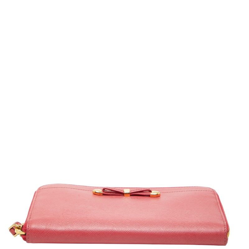 Prada Ribbon Zip Around Wallet Pink Sapphire Leather