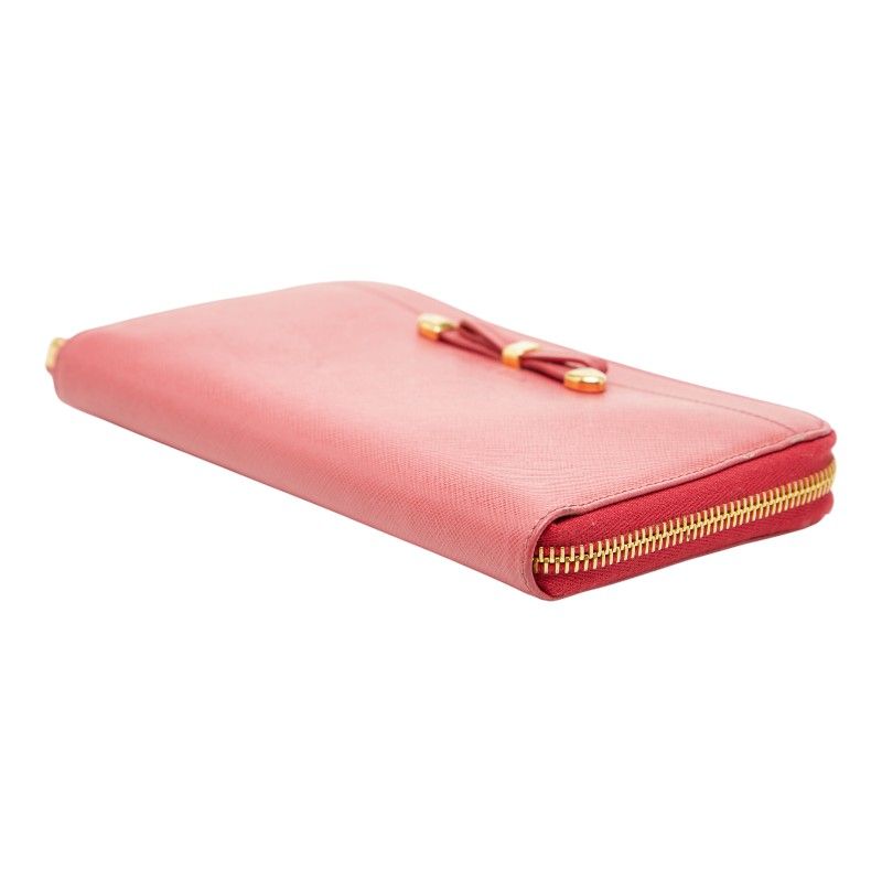 Prada Ribbon Zip Around Wallet Pink Sapphire Leather