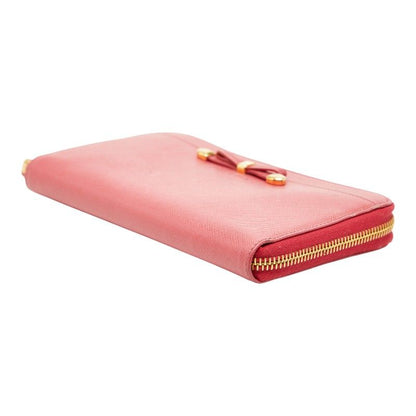 Prada Ribbon Zip Around Wallet Pink Sapphire Leather