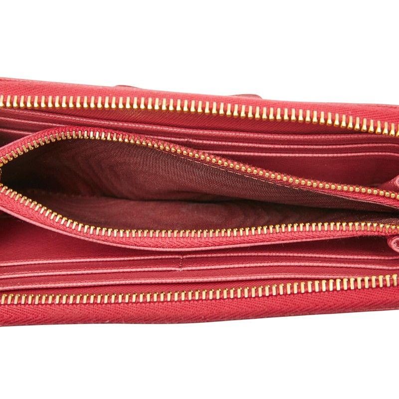Prada Ribbon Zip Around Wallet Pink Sapphire Leather