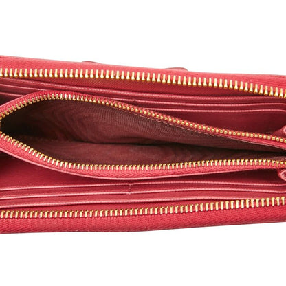 Prada Ribbon Zip Around Wallet Pink Sapphire Leather