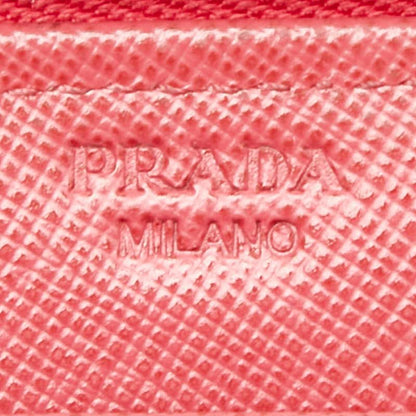 Prada Ribbon Zip Around Wallet Pink Sapphire Leather