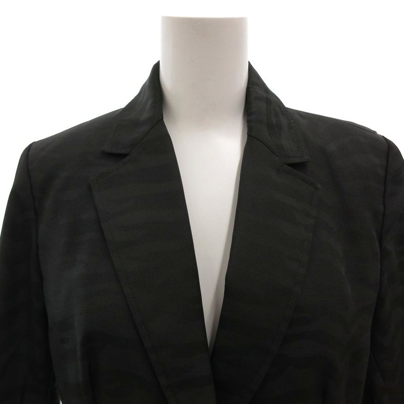 Fendi Tailored Jacket Blue Leather 40 Black Animal Pattern FF