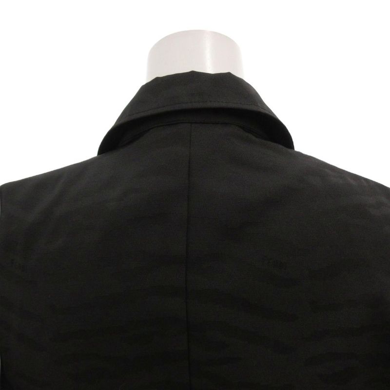 Fendi Tailored Jacket Blue Leather 40 Black Animal Pattern FF