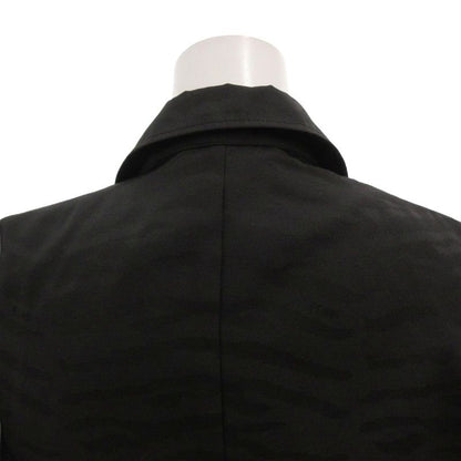 Fendi Tailored Jacket Blue Leather 40 Black Animal Pattern FF