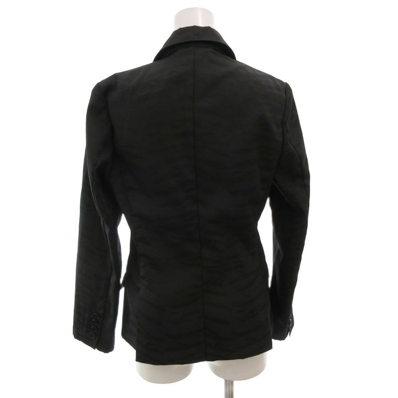 Fendi Tailored Jacket Blue Leather 40 Black Animal Pattern FF