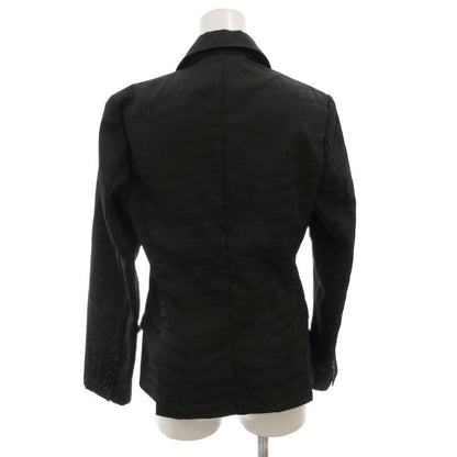 Fendi Tailored Jacket Blue Leather 40 Black Animal Pattern FF