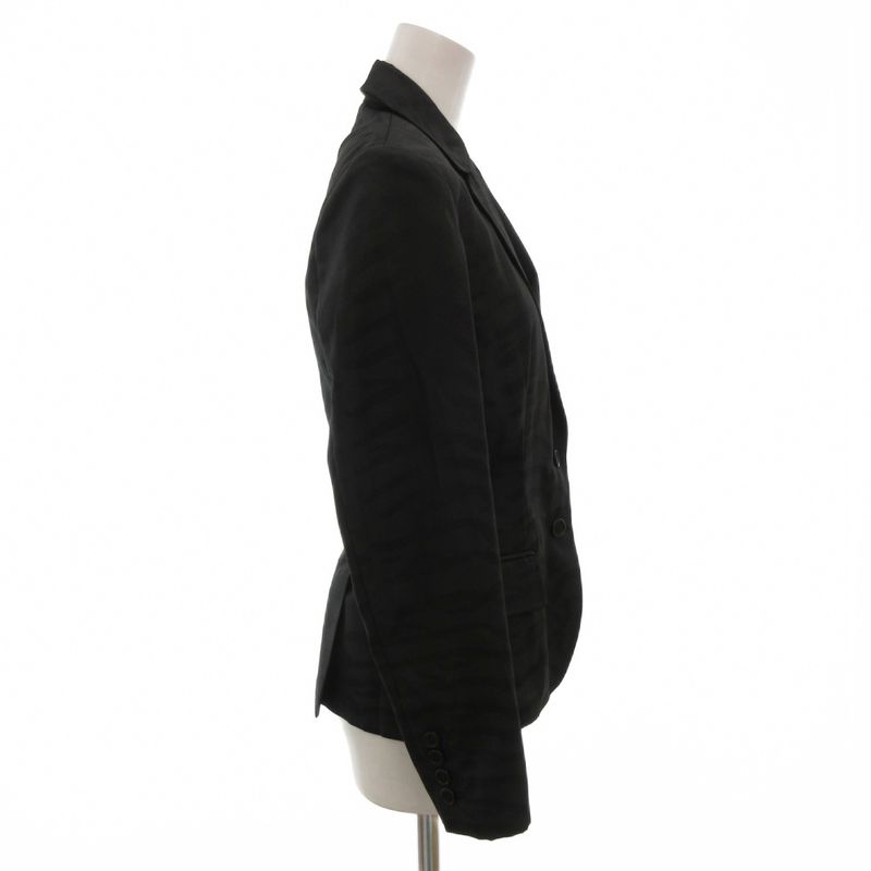 Fendi Tailored Jacket Blue Leather 40 Black Animal Pattern FF