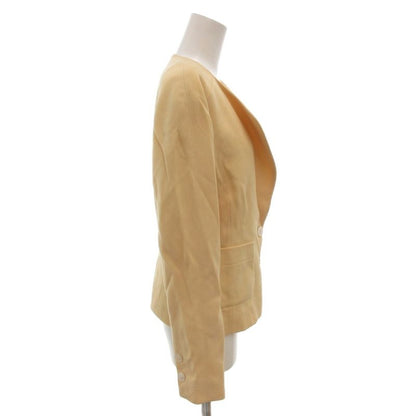 Hermes Vintage Setup Suit Formal Jacket Skirt Wool 38 Yellow FF