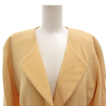 Hermes Vintage Setup Suit Formal Jacket Skirt Wool 38 Yellow FF