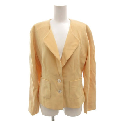 Hermes Vintage Setup Suit Formal Jacket Skirt Wool 38 Yellow FF