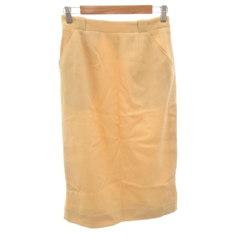 Hermes Vintage Setup Suit Formal Jacket Skirt Wool 38 Yellow FF
