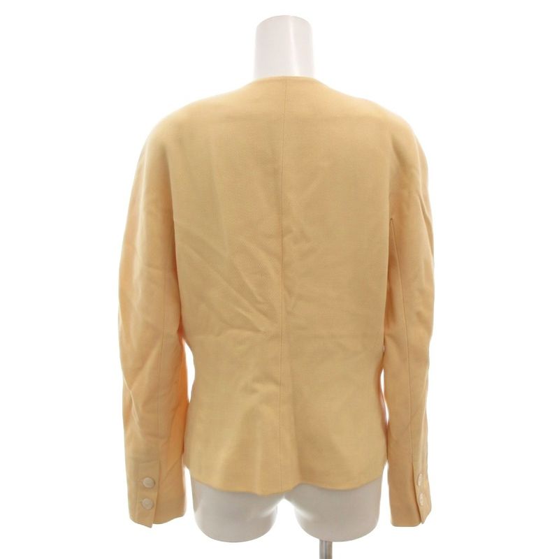 Hermes Vintage Setup Suit Formal Jacket Skirt Wool 38 Yellow FF