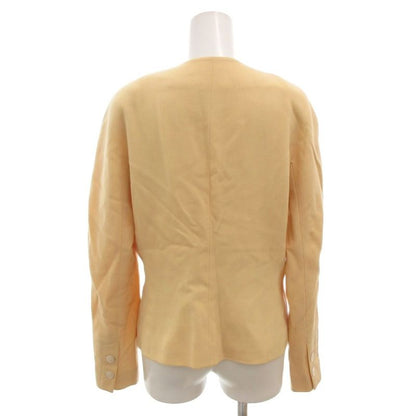 Hermes Vintage Setup Suit Formal Jacket Skirt Wool 38 Yellow FF