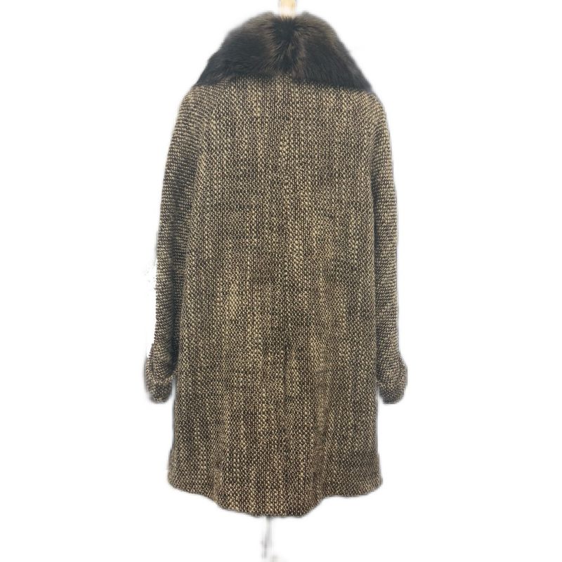 Fendi Long Coat Tweed Viscose Brown