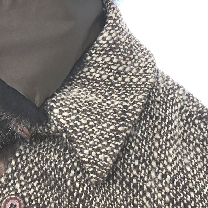 Fendi Long Coat Tweed Viscose Brown
