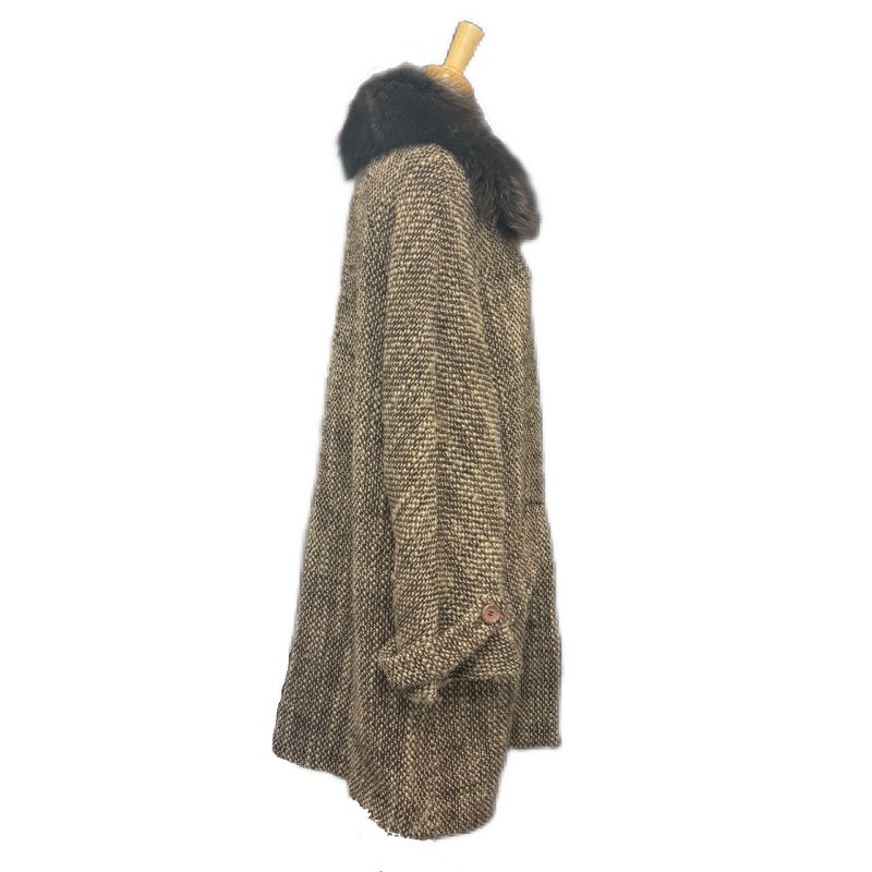 Fendi Long Coat Tweed Viscose Brown