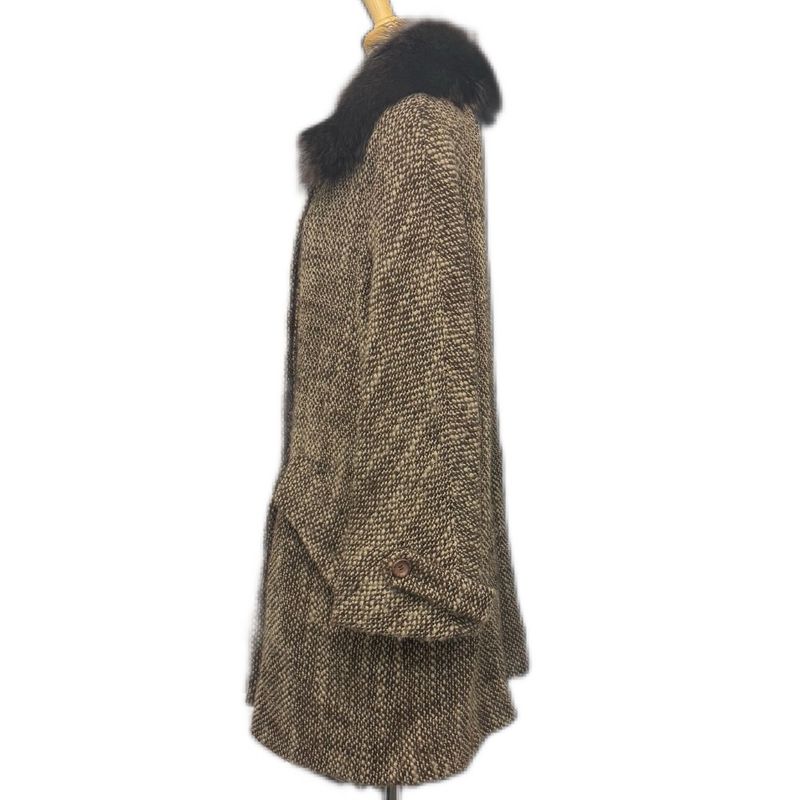 Fendi Long Coat Tweed Viscose Brown