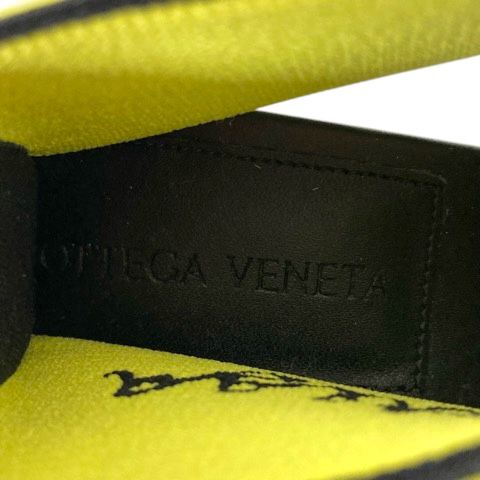 Bottega Veneta Sandals Shoes Jacket Logo Chunky Heel 35.5 Black Yellow