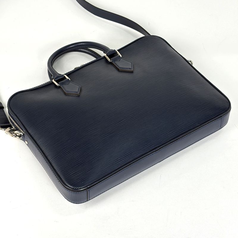 Louis Vuitton Dandy Briefcase MM 2-Way Shoulder Bag Business Epi Blue Marine