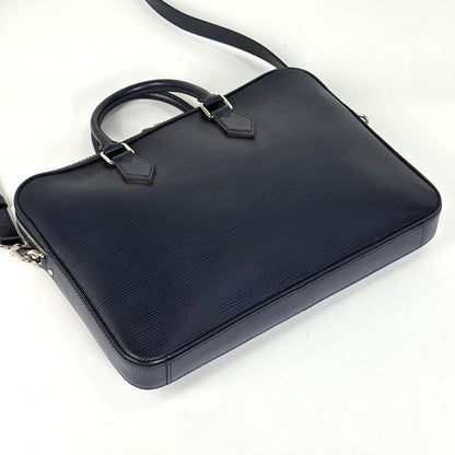 Louis Vuitton Dandy Briefcase MM 2-Way Shoulder Bag Business Epi Blue Marine