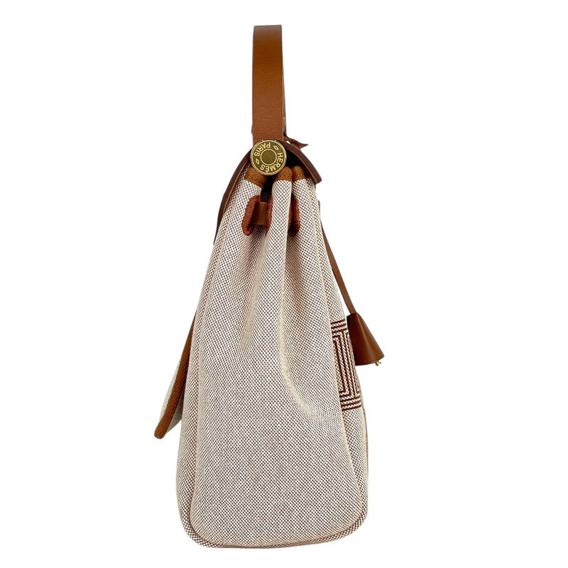Hermes Herbag Zip PM 2-Way Shoulder Bag Chaine D'ancre Toile Ash