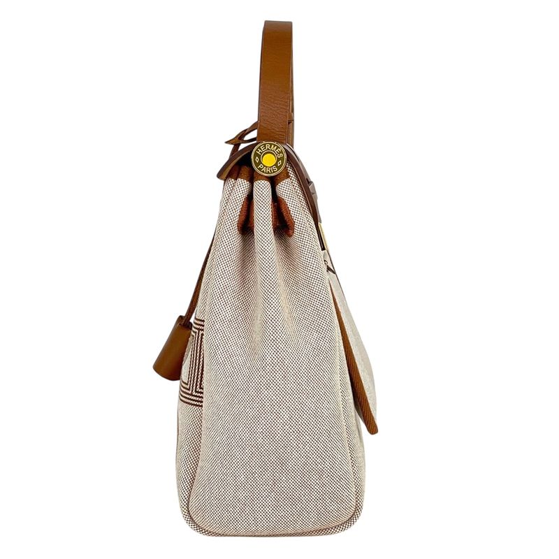 Hermes Herbag Zip PM 2-Way Shoulder Bag Chaine D'ancre Toile Ash