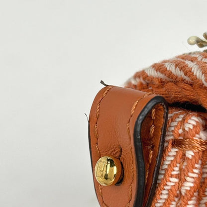 Fendi Nano Baguette Charm Logo 2-Way Cross Beads Canvas Orange