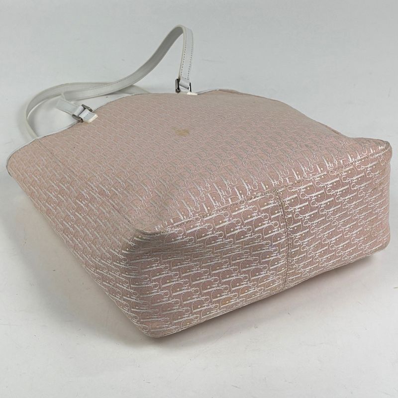 Dior Christian Trotter Pattern Tote Shoulder Bag Canvas Pink