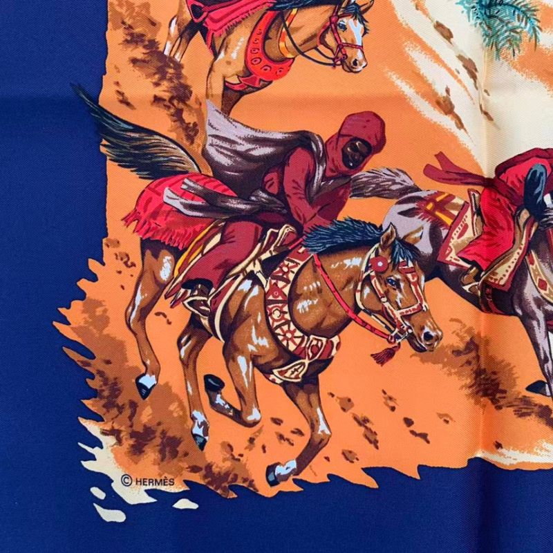 Hermes Scarf Carre 90 Africa Navy