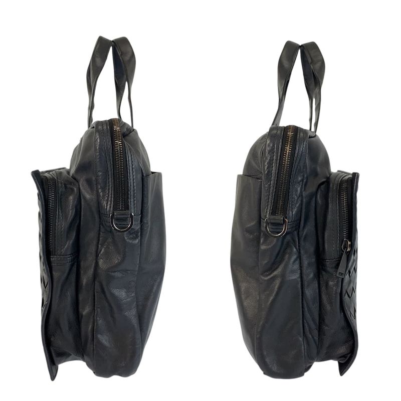 Bottega Veneta Maxi Intrecciato Black Leather Business Bag