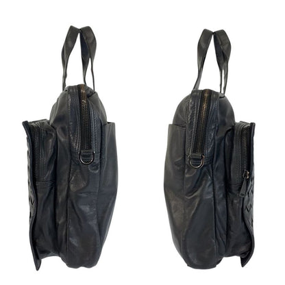 Bottega Veneta Maxi Intrecciato Black Leather Business Bag