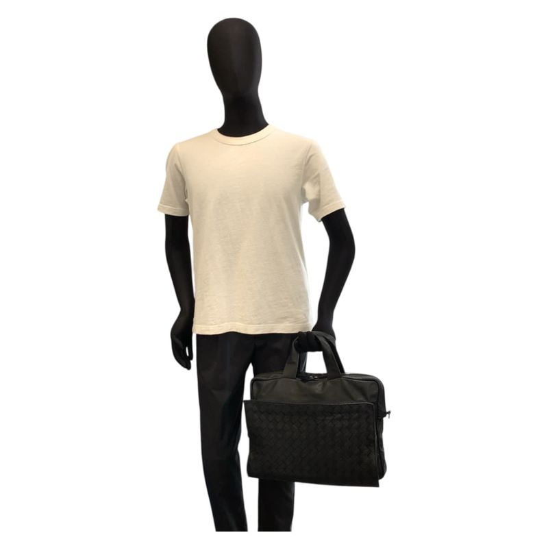 Bottega Veneta Maxi Intrecciato Black Leather Business Bag