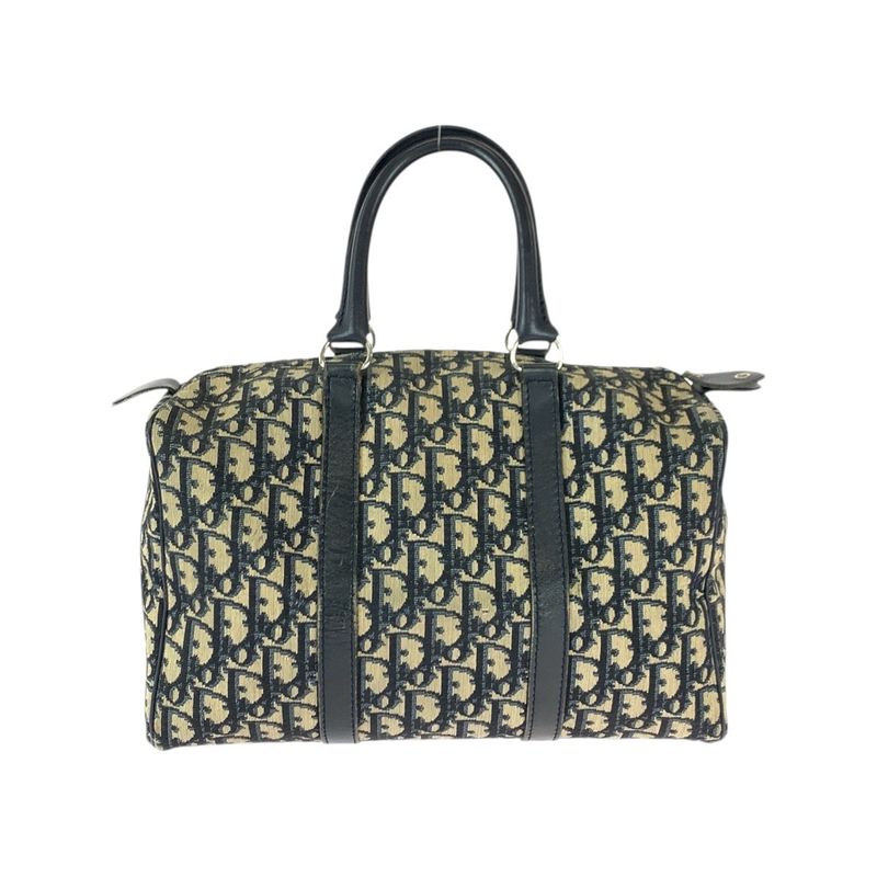 Dior Christian Trotter Beige Navy Silver Mini Boston Bag