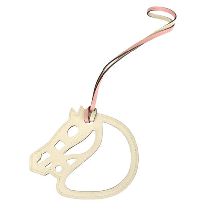Hermes Paddock Cheval Rose Sakura White Leather Bag Charm
