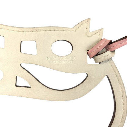 Hermes Paddock Cheval Rose Sakura White Leather Bag Charm