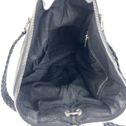 Gucci Bamboo Black Silver Leather Tote Shoulder Bag