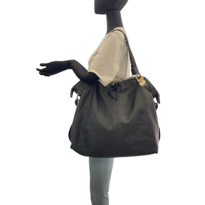 Gucci Bamboo Black Silver Leather Tote Shoulder Bag