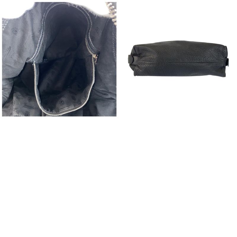 Gucci Bamboo Black Silver Leather Tote Shoulder Bag
