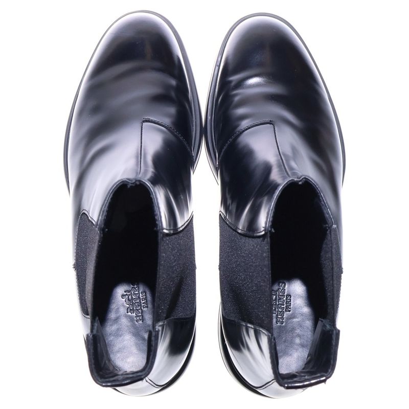 Hermes Fusion Calfskin Side Gore Leather Short Boots Shoes Black